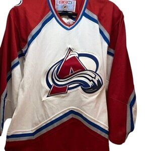 Vintage CCM Colorado Avalanche Hockey Jersey Libera #21 Red/White/Blue Mens L